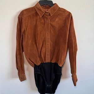 Vintage Lew‎ Magram New York Leather Bodysuit Size Medium